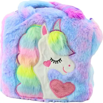 Kabelka Plyšová dětská kabelka s jednorožcem, nastavitelný popruh, barevná, 24x9 cm