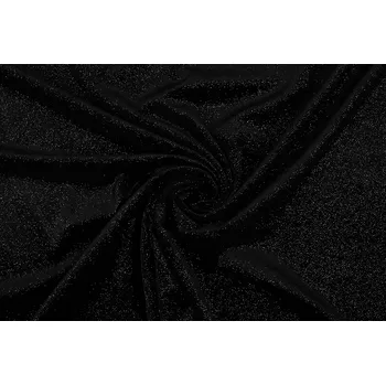 Samet velvet černý se stříbrnými třpytky