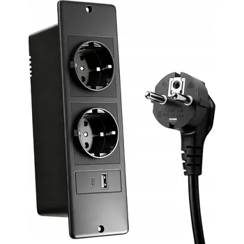 Elektrická zásuvka ZÁSUVKOVÁ LIŠTA PRO MONTÁŽ NA STŮL, SNADNÁ INSTALACE, SE 2 ZÁSUVKAMI