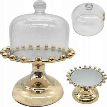 PODNOS ZLATÁ GLAMOUR SE ZRCADLEM A SKLENĚNÝM STÍNÍTKEM, LUXUSNÍ, 18 CM