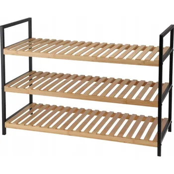 Police na boty 3 úrovně Bambus Kov Moderní Loft do Předsíně 70x48cm