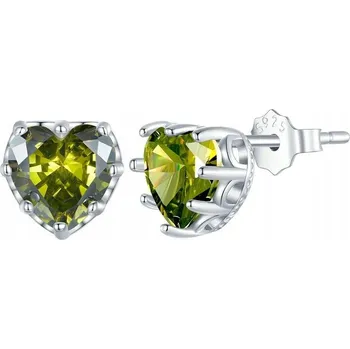 Náušnice Stříbro náušnice Fraise 925 se srdíčky a zelenými Zirkony