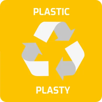 Odpadkový koš Samolepka pro odpadkový koš pro tříděný odpad - PLAST, žlutá, 12 x 12 cm