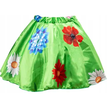 Dámská sukně Dětská sukně PANÍ JARO zelená s květy, ples 33 cm