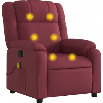 Křeslo Rozkládací masážní křeslo vínově červené 77x95x99 cm, 6bodová masáž