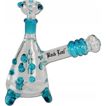 Skleněné bongo vodní dýmka Black Leaf BLUE V 15 cm zábrus 14,5 mm
