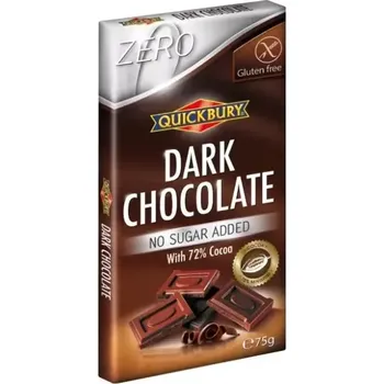 Čokoláda Quickbury Hořká čokoláda 72% bez cukru 75g (Quickbury)
