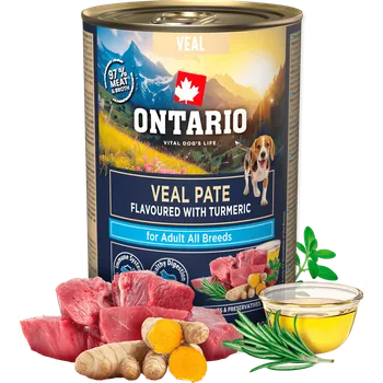 Krmivo pro psa Konzerva Ontario Adult telecí pate s příchutí kurkumy 400g