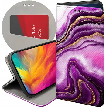 Pouzdro na mobilní telefon FLIPOVÉ POUZDRO PRO XIAOMI 14 RŮŽOVÝ MRAMOR FIALOVÁ RŮŽOVÁ MRAMOROVÉ POUZDRO