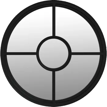 Zrcadlo Černé zahradní zrcadlo s kulatým rámem, průměr 60 cm