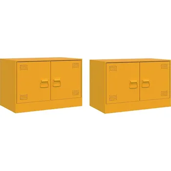 Televizní stolek TV stolek hořčicové barvy 67 x 39 x 44 cm, ocel válcovaná za studena