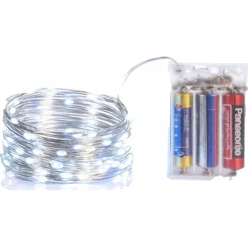 Vánoční dekorace LED světýlka 8M 80 LED na baterie STUDENÁ BÍLÁ DEKORATIVNÍ SVĚTLA