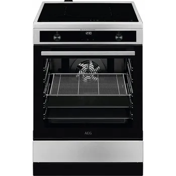 Varná deska Indukční varná deska AEG CIB6643BBM s funkcí AirFry a horkovzduchem, 59,6 cm, stříbrno-černá