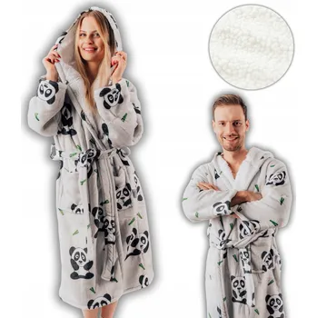 Dámský župan Hřejivý župan Sherpa Panda Comfy Moment Bílý Měkký Huňatý L/XL