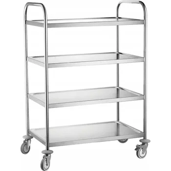 Servírovací stolek Servírovací vozík se 4 policemi, ocelový, číšnický Hendi 810118