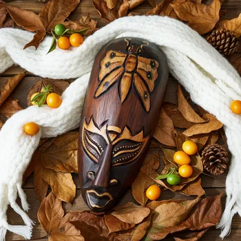 Etno Maska 4 motýl / Dřevo 20 cm