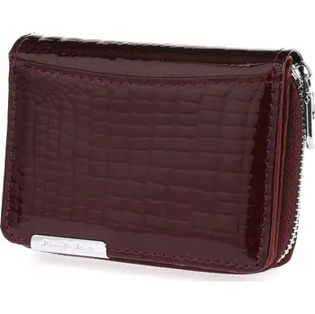 Dámská kožená peněženka malá lakovaná vzor krokodýlí kůže na zip