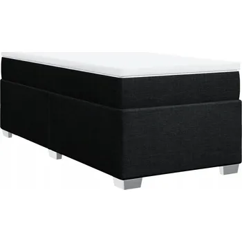 Postel Kontinentální postel 200 x 90 cm černá s matrací a bílým topperem