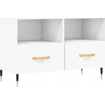 Televizní stolek Bílá skříňka pod TV s železnýma nohama 80 x 36 x 50 cm