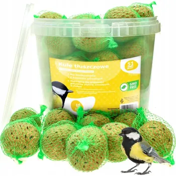 Vrták TUKOVÉ KOULE PRO PTÁKY KRMIVO PYZY SE SLUNEČNICÍ SEMÍNKA V KYBLÍKU
