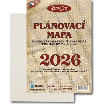 Kalendář BOBO Plánovací roční mapa Retro 2026