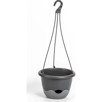 Květináč Plastia Samozavlažovací květináč s plastovým závěsem Mareta ø 30 antracit tm./antracit sv.