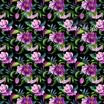 Úplet Fialové květy na tmavé (E) (Top kvalitní úplet Bella digitisk)