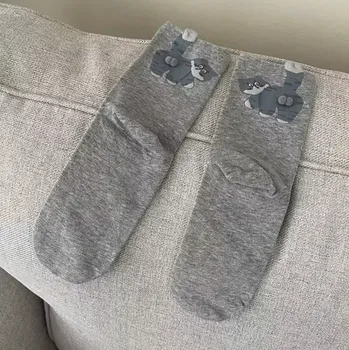 Dámské ponožky Dámské ponožky s kočičím motivem - šedá