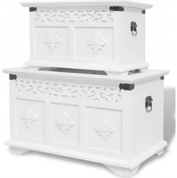 Úložný box Sada 2 bílých úložných boxů/truhel, rozměry: 54x33x30 cm, 40x24x24 cm