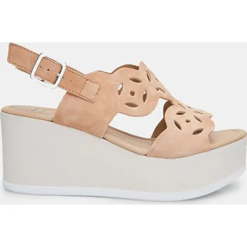 Dámské sandále Baťa dámské velurové sandále na vysoké platformě s klínkem béžové, vel. 40