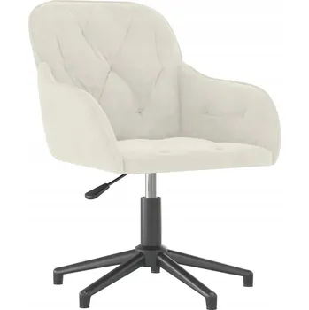 Otočná kancelářská židle krémová, sametová, 56 x 61,5 x (72-80) cm