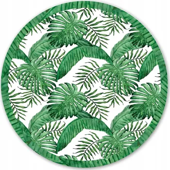 Koberec Do předsíně kulatý koberec s motivem listů Monstera a Palem