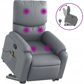 Křeslo Masážní křeslo s funkcí zvedání, šedé, 75x99x99 cm