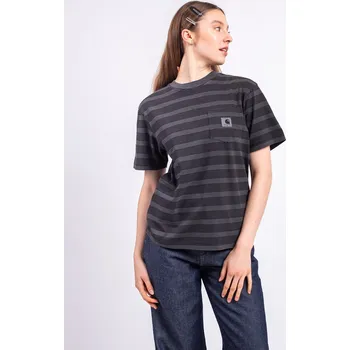 Dámské tričko Carhartt WIP W' S/S Hanson Pocket T-Shirt Hanson W Stripe, Black garment dyed M