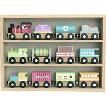 Vláček a vláčkodráha Dřevěný vláček vagónky vozidla na magnet vláček vláčkodráha Tooky Toy