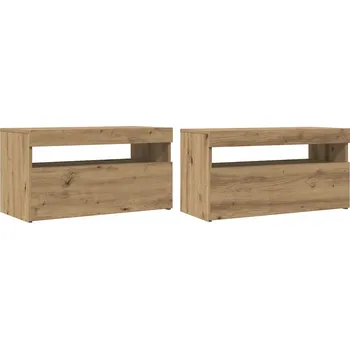 Televizní stolek TV stolek dub artisan 75 x 35 x 40 cm s RGB LED osvětlením