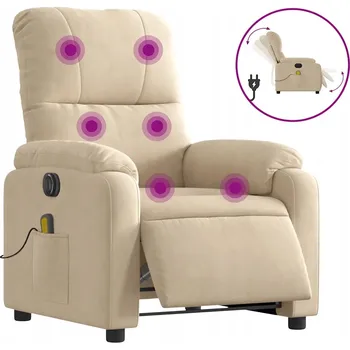 Křeslo Elektrické masážní křeslo krémové, 75 x 89,5 x 103,5 cm