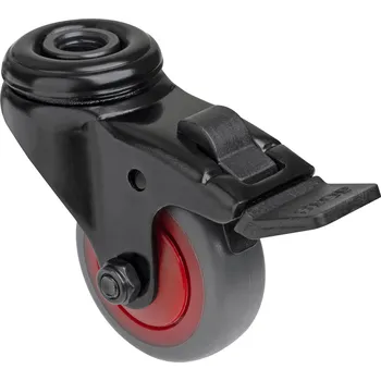 Pojezdové kolečko Walteco Přístrojové kolečko pro tvrdé podlahy, průměr 50mm, otočné s otvorem, brzda, nosnost 50 kg