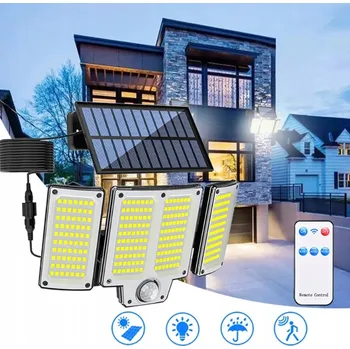 Venkovní osvětlení SOLÁRNÍ LAMPA S HALOGENEM, SENZOREM POHYBU A SOUMRAKU, 280 LED, PRO ZAHRADU NEBO GARÁŽ