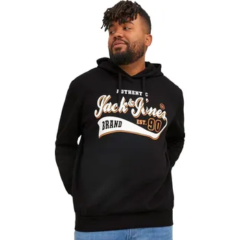 Pánská mikina Pánská velká mikina přes hlavu s kapucí Jack & Jones s nápisem 12236803 černá (4XL)