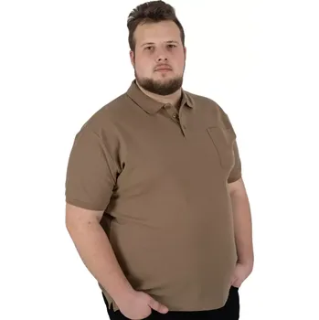 Velká pánská polo trička hladká Double PS-3031 světle hnědá (6XL)