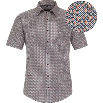 Pánská košile Velká pánská košile s krátkým rukávem malé barevné vzory Casa Moda 944196400-450 námořnická modro-oranžová (4XL)