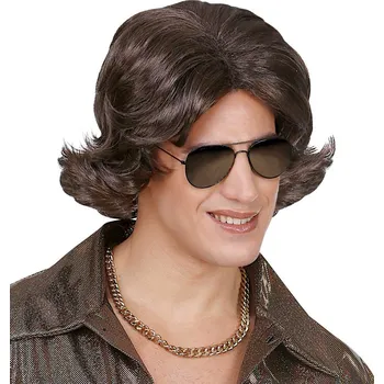 Karnevalová paruka Retro pánská hnědá paruka 70. léta