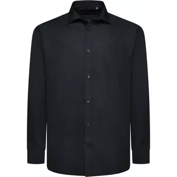 Pánská košile Velká pánská košile s dlouhým rukávem hladká Kam 601 černá (5XL)