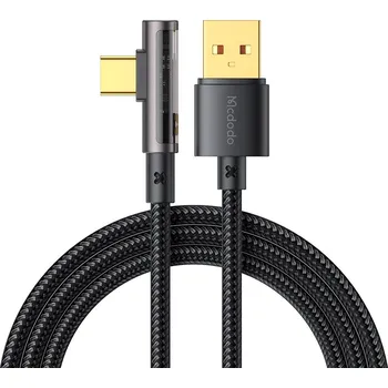 Mcdodo – datový kabel (CA-3380) – USB-C na USB-A, 90stupňový design, 6A, transparentní design, 1,2m – černý
