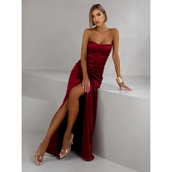 Dámské šaty Bordo společenské dlouhé šaty KARLOT s korzetem Velikost: ONESIZE