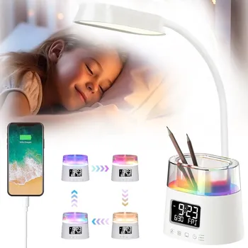 Lampička LED STOLNÍ LAMPA S HODINAMI, ČASOVAČEM A RGB PODSVÍCENÍM - IDEÁLNÍ PRO STUDENTY A DO LOŽNICE