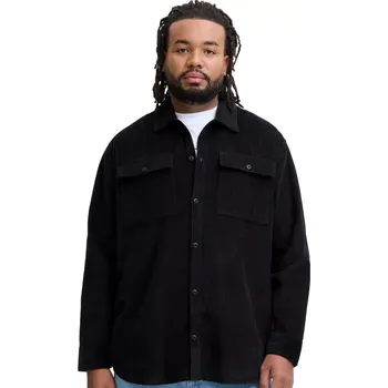 Oblečení a móda Velká pánská manšestrová košile s dlouhým rukávem Jack & Jones 12284614 černá (6XL)