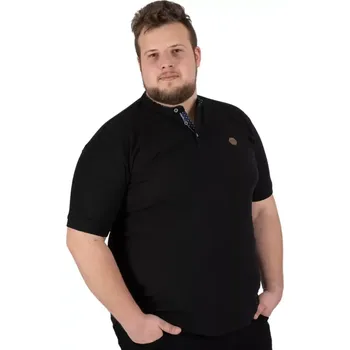 Pánské tričko Velké pánské hladké polo tričko na stojáčku Double PS-3046 černé (7XL)