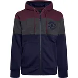 Duża pánská mikina s kapucí na zip třímě barvá Kam 7083 tmavě modrá šedá a bordó (5XL)